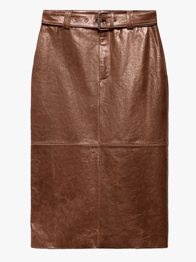 Image may contain Clothing Skirt Miniskirt and Coat